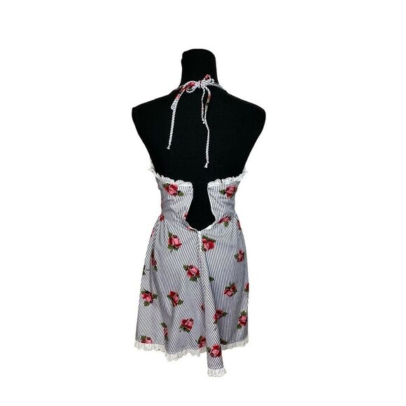 DENISE ARE HERE! Vintage Blue & White Striped Mini Dress Size 5/6 - Picture 3 of 12